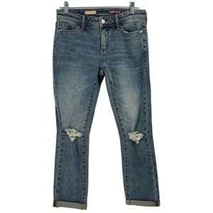 Pilcro Slim Fit Boyfriend Blue Pockets Distressed Denim High Rise Jeans Size 26
